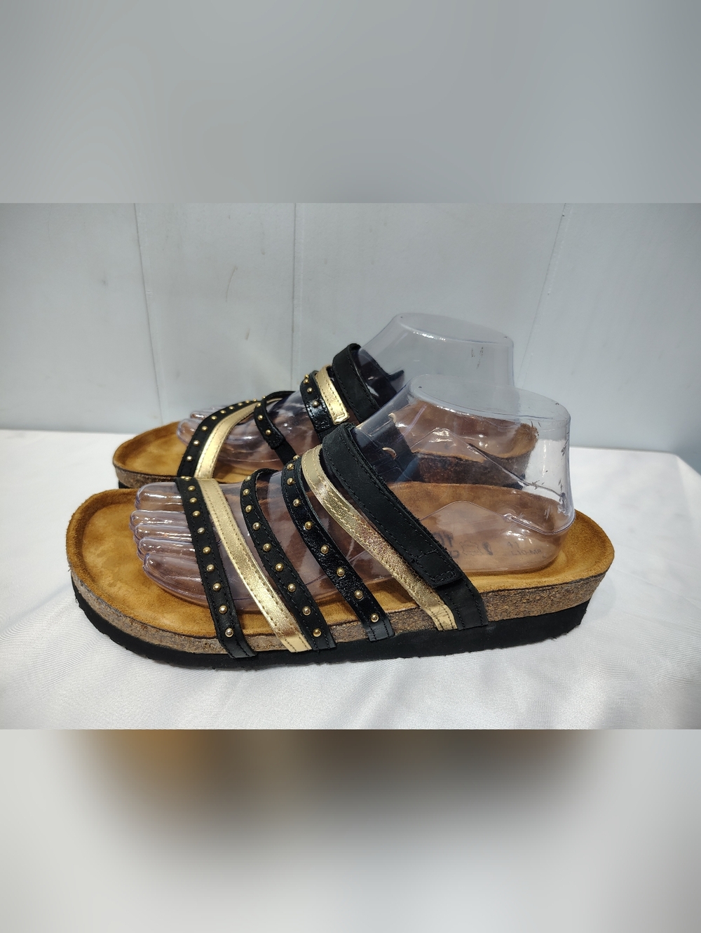 Naot Prescott Sandals Women’s EU 41 US 10 Black Gold Studded Leather Comfort - Picture 4 of 9